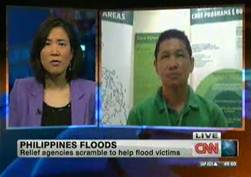 ChildFund’s Mark Dasco does a Skype interview with CNN International after last year’s tsunami in The Philippines. 